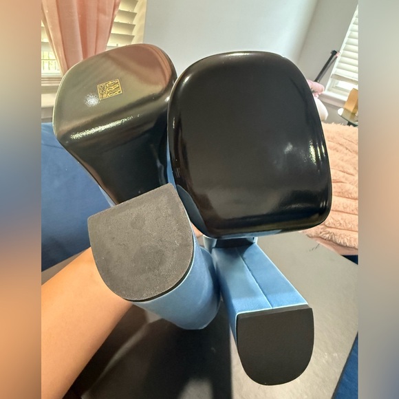 VERSACE Medusa Aevitas Satin D'Orsay Platform Sandals US8 UK5.5 EU38.5 Blue - Picture 7 of 15